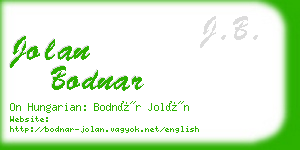 jolan bodnar business card